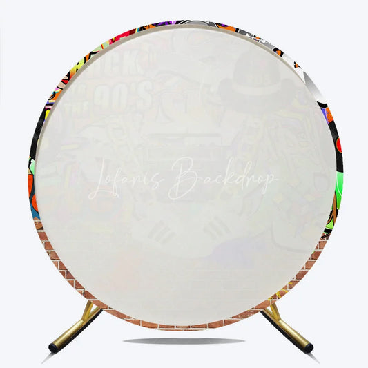 Lofaris Back to The 90s Round Backdrop for Birthday Party Retro Hip Hop Graffiti Theme Throwback Photo Booth Decor