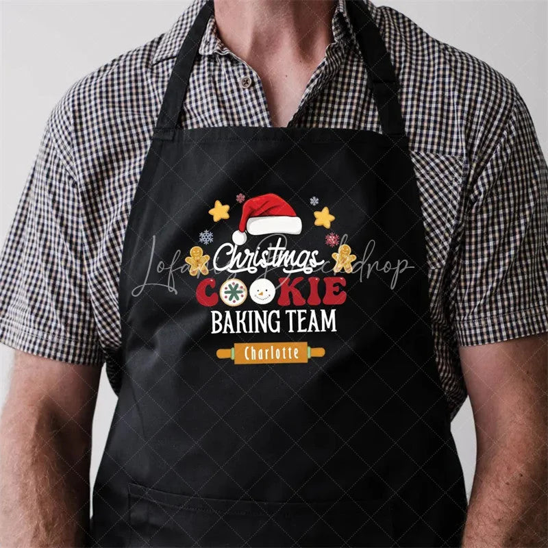 Lofaris Baking Team Christmas Apron Custom Name Kitchen Crew Wear Personalized Group Gift for Holiday