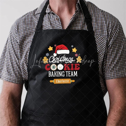 Lofaris Baking Team Christmas Apron Custom Name Kitchen Crew Wear Personalized Group Gift for Holiday
