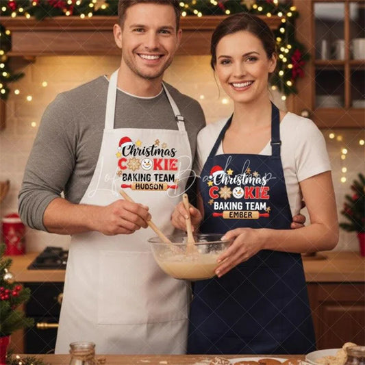 Lofaris Baking Team Christmas Custom Apron Personalized Name Kitchen Crew Wear Festive Group Gift Set