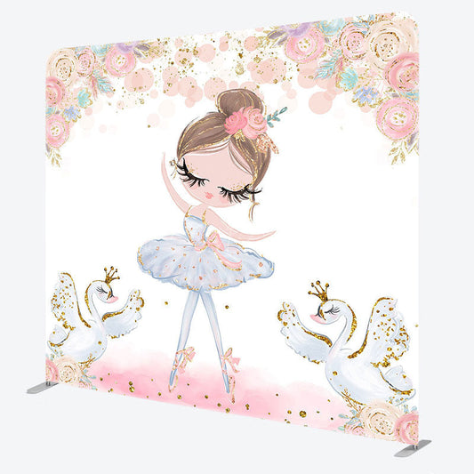 Lofaris Ballet Girl Swan Floral Birthday Pillow Case Backdrop