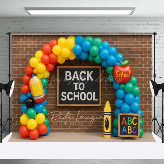 Lofaris Balloon Arch Bricks Wall Back To School Backdrop
