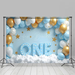 Lofaris Balloon Arch Cloudy Birthday Cake Smash Backdrop