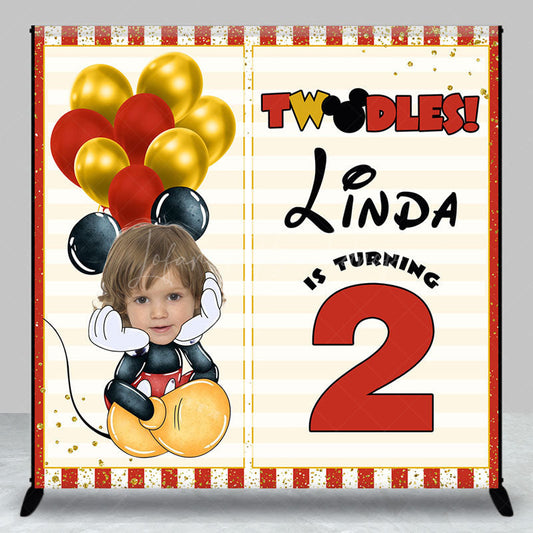 Lofaris Balloon Cute Mouse Custom Photo 2nd Birthday Backdrop