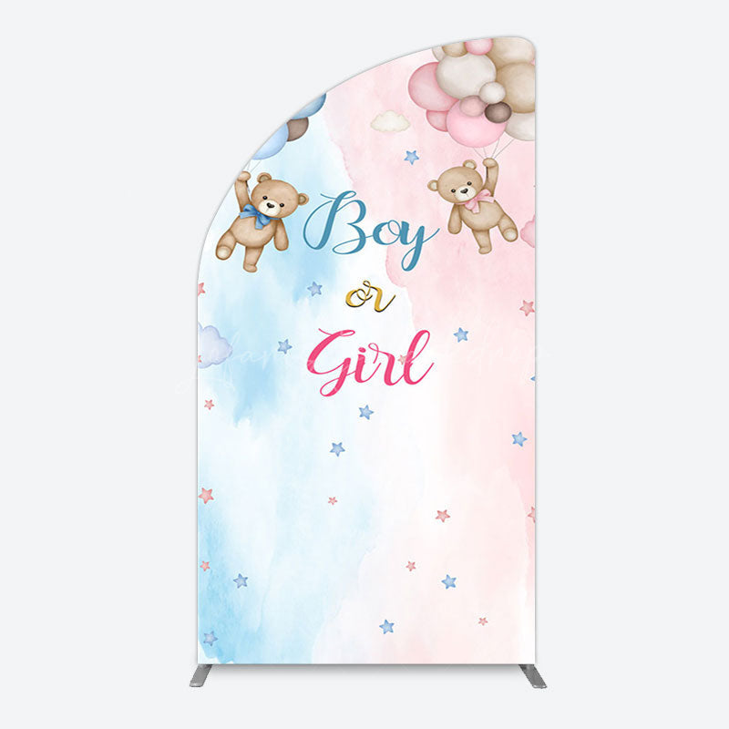 Lofaris Balloon Teddy Baby Shower Gender Reveal Half Moon Arch Backdrop