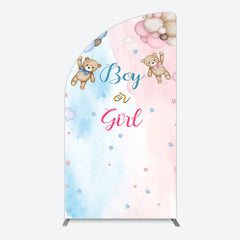 Lofaris Balloon Teddy Baby Shower Gender Reveal Half Moon Arch Backdrop