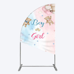 Lofaris Balloon Teddy Baby Shower Gender Reveal Half Moon Arch Backdrop