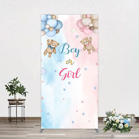 Lofaris Balloon Teddy Baby Shower Gender Reveal Rectangle Backdrop