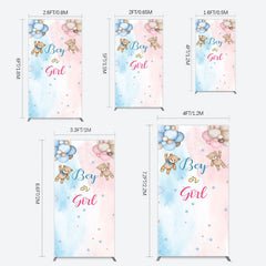Lofaris Balloon Teddy Baby Shower Gender Reveal Rectangle Backdrop