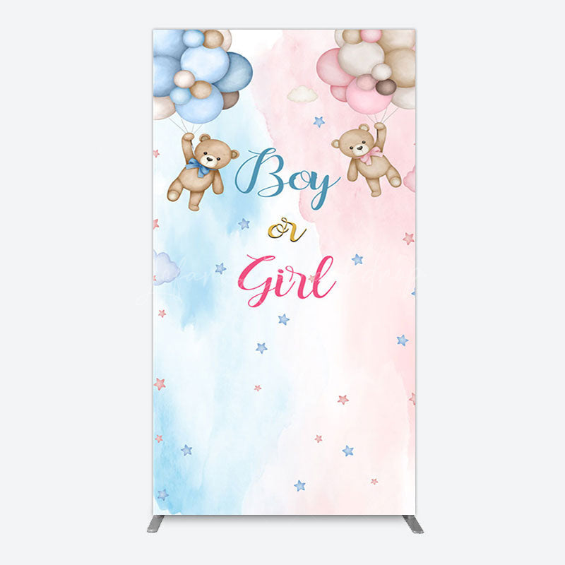 Lofaris Balloon Teddy Baby Shower Gender Reveal Rectangle Backdrop
