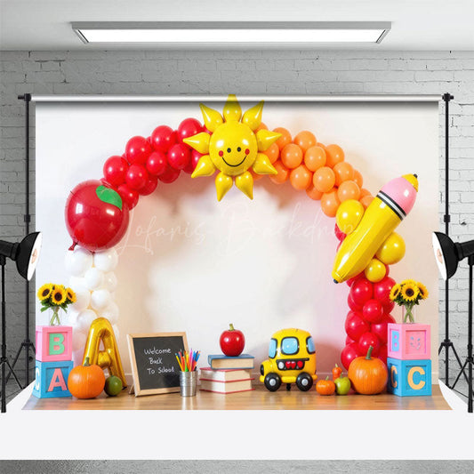 Lofaris Balloons Arch Welcome Back To School Photo Backdrop