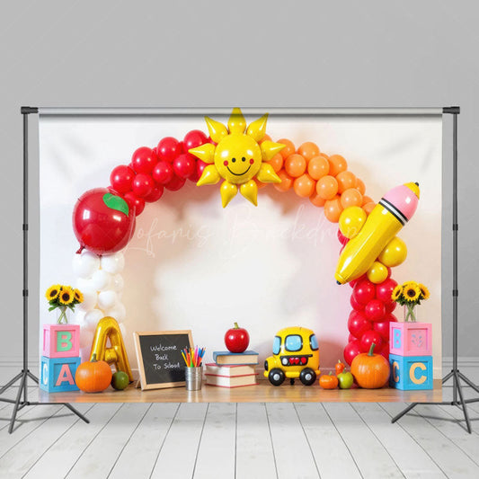 Lofaris Balloons Arch Welcome Back To School Photo Backdrop