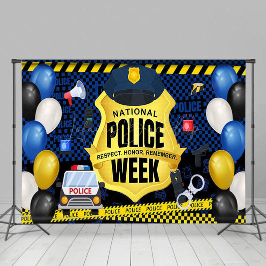 Lofaris Balloons Blue Gold National Police Week Backdrop