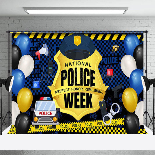 Lofaris Balloons Blue Gold National Police Week Backdrop