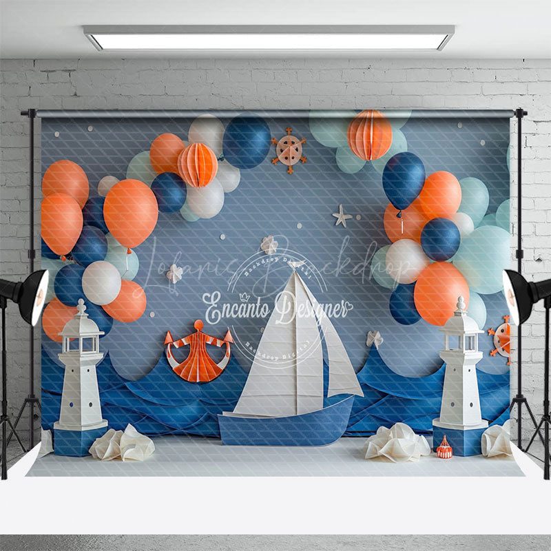 Lofaris Balloons Blue Sea Navigation Cake Smash Backdrop