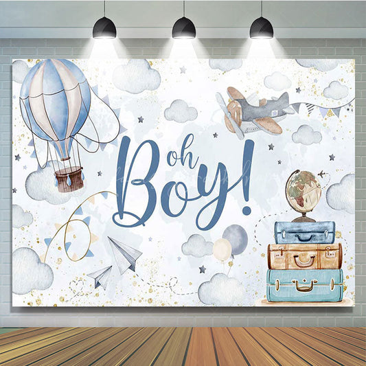 Lofaris Balloons Clouds Adventure Oh Boy Baby Shower Backdrop
