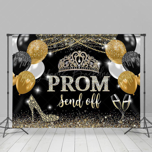 Lofaris Balloons Glitter Crown Prom Send Off Grad Backdrop