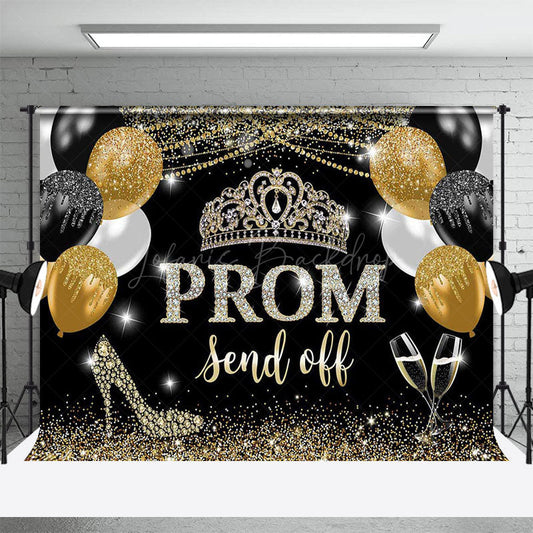 Lofaris Balloons Glitter Crown Prom Send Off Grad Backdrop
