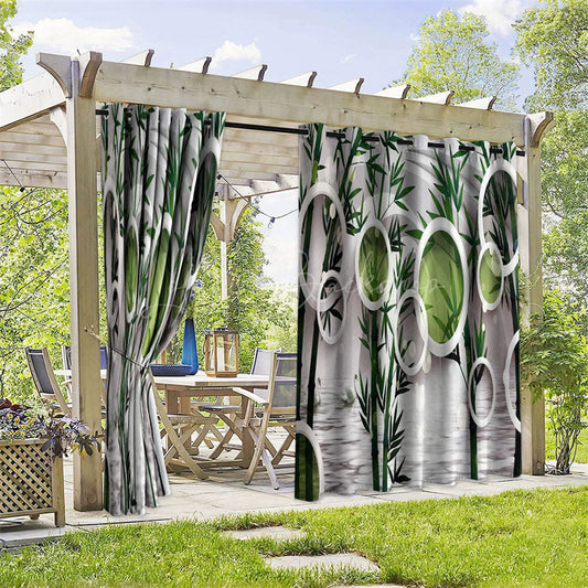 Lofaris Bamboos Lake Waterproof Printed Outdoor Curtains