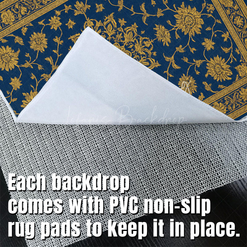 Lofaris Baroque Navy Gold Fabric Floor Backdrop For Photo