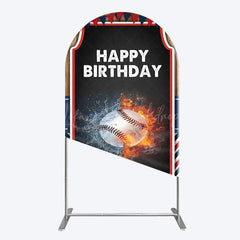 Lofaris Baseball Fights Sport Happy Birthday Arch Backdrop