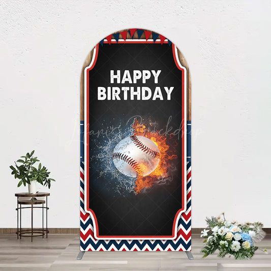 Lofaris Baseball Fights Sport Happy Birthday Arch Backdrop