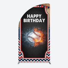 Lofaris Baseball Fights Sport Happy Birthday Half Moon Arch Backdrop