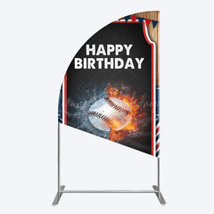 Lofaris Baseball Fights Sport Happy Birthday Half Moon Arch Backdrop