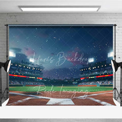 Lofaris Baseball Stadium Lights Sports Backdrop Night Arena Field Game Day Background for Boy Birthday Party