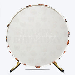 Lofaris Basketball and Bows Birthday Round Backdrop A Sweet Little All Star is on the Way Girl Sports Party Decor