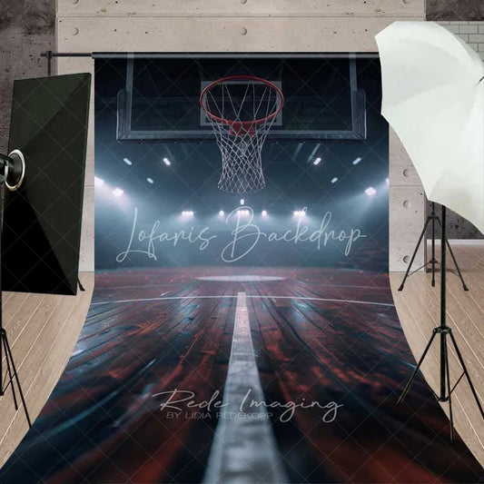 Lofaris Basketball Court Floor Hoop Sweep Photography Backdrop Night Arena Wood Surface Sports Photo Background