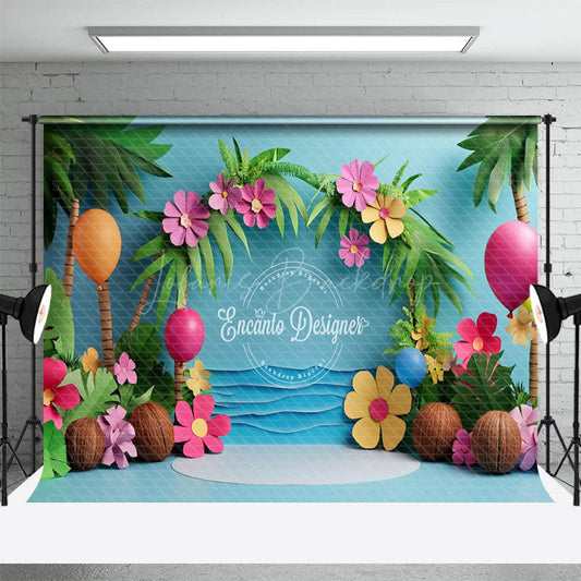 Lofaris Beach Hawaii Tropical Summer Photo Booth Backdrop