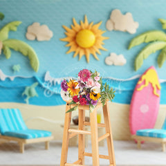 Lofaris Beach Lounge Chairs Surfboards Summber Vibe Backdrop