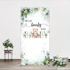 Lofaris Bearly Wait Rectangle Backdrop Teddy Bear Eucalyptus Greenery Baby Shower Party Decor