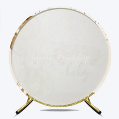 Lofaris Bearly Wait Round Backdrop Cute Teddy Bear and Gold Balloons Baby Shower Background Brown Cream Nursery Decor