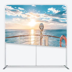Lofaris Beautiful Sunset Ocean Cruise Ship Deck Square Double-Sided Backdrop Scenic Travel Theme Party Decor