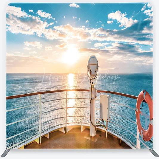 Lofaris Beautiful Sunset Ocean Cruise Ship Deck Square Double-Sided Backdrop Scenic Travel Theme Party Decor
