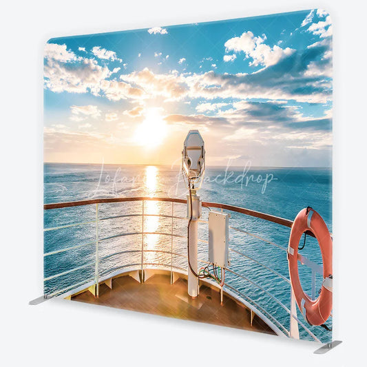 Lofaris Beautiful Sunset Ocean Cruise Ship Deck Square Double-Sided Backdrop Scenic Travel Theme Party Decor