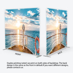 Lofaris Beautiful Sunset Ocean Cruise Ship Deck Square Double-Sided Backdrop Scenic Travel Theme Party Decor
