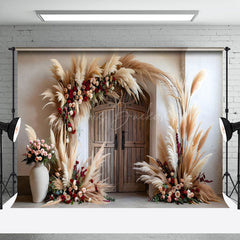 Lofaris Beige Boho Floral Wood Indoor Photography Backdrop