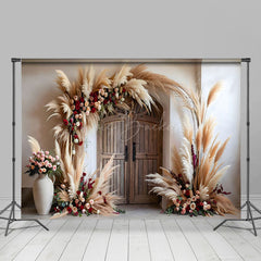 Lofaris Beige Boho Floral Wood Indoor Photography Backdrop