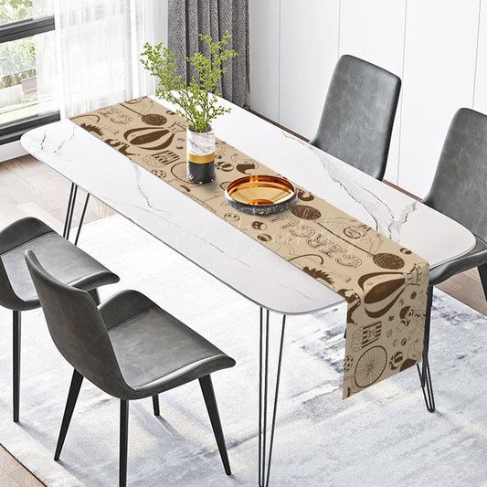 Lofaris Beige Comics Style Circus Valentines Day Table Runner