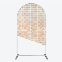 Lofaris Beige Cream Mosaic Tile Pattern Round Top Arch Backdrop Modern Textured Photography Background Decor