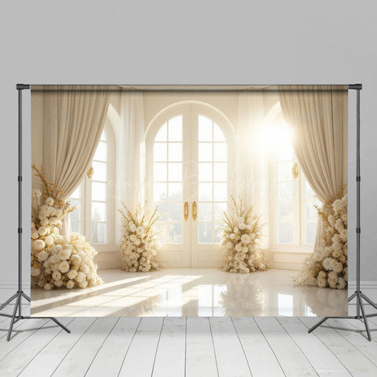 Lofaris Beige Rose Curtain Sunlight Window Wedding Backdrop