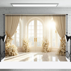 Lofaris Beige Rose Curtain Sunlight Window Wedding Backdrop