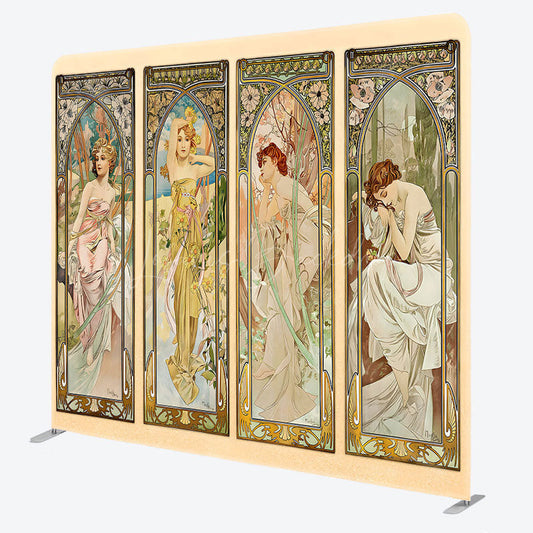 Lofaris Beige Vintage Art Painting Woman Pillow Case Backdrop