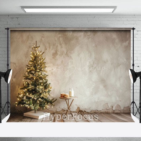 Lofaris Beige Vintage Wall Xmas Tree Table Christmas Backdrop