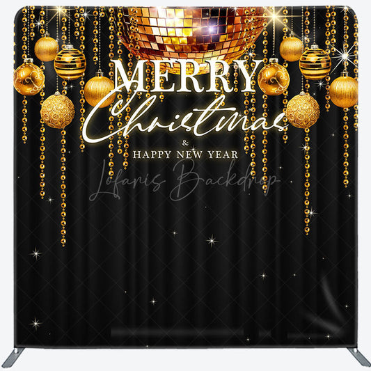 Lofaris Bells Black Merry Christmas Happy New Year Backdrop