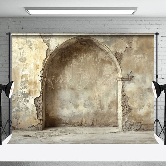 Lofaris Biege Shabby Retro Arch Wall Photo Backdrop