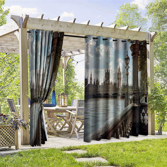 Lofaris Big Ben Scene Waterproof Printed Outdoor Curtains